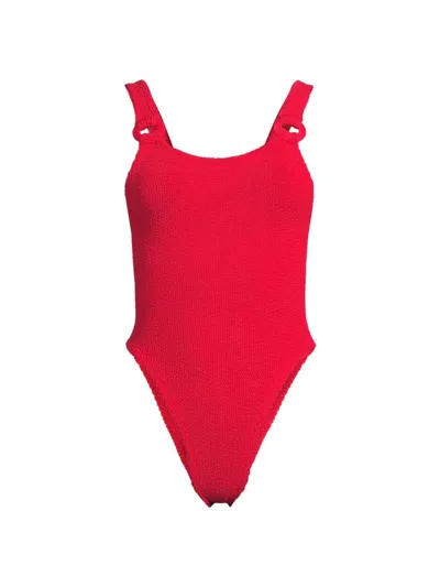 Hunza G Domino Hoop-detail Swimsuit In Red