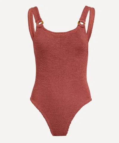 Hunza G Women's Domino Crinkle Swimsuit With Tonal Hoops