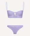 Hunza G Misty Faux Pearl-embellished Seersucker Bikini In Purple