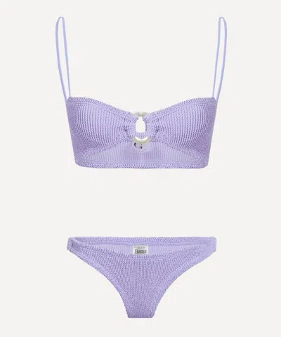 HUNZA G HUNZA G WOMEN'S LILAC MISTY BIKINI WITH PEARLY HOOPS