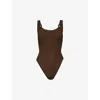 Hunza G Domino One-piece Swimsuit In Metallic Chocolate