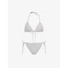 Hunza G Gina Crinkled-texture Bikini Set In Metallic Grey/silver