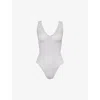 Hunza G Sadie Scoop-neck Crinkle-textured Swimsuit In Metallic Grey/silver