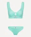 Hunza G Womens Metallic Mint Julia Pearly-hoop Seersucker Bikini Set In Green
