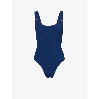 Hunza G Womens Navy Domino Scooped-back Swimsuit