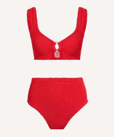 Hunza G Women's Red Nadine Bikini With Pearly Hoops