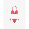 Hunza G Gina Crinkled-texture Bikini Set In Red/white