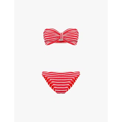Hunza G Jean Striped Bikini Set In Red/white
