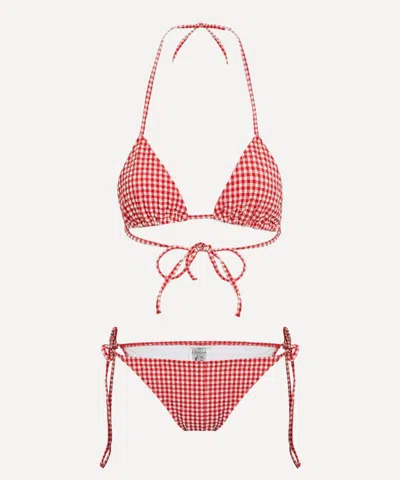 Hunza G Women's Sabrina Red Gingham Seersucker Bikini