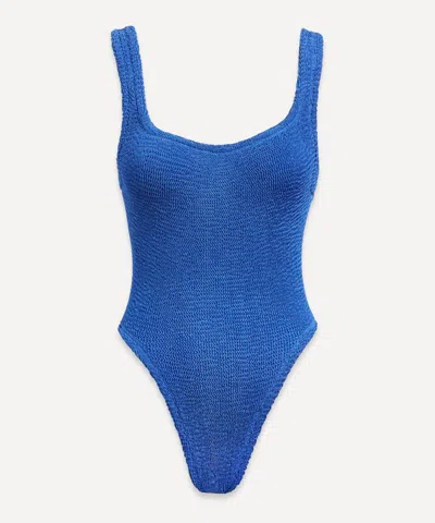 Hunza G Women's Square Neck Metallic Denim Crinkle Swimsuit