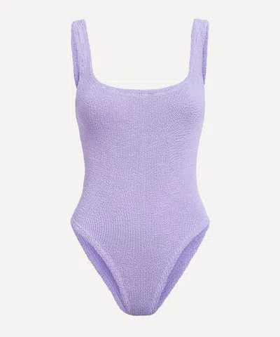 Hunza G Square Neck One-piece Swimsuit In Lilac In Purple