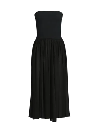 Hunza G Women's Strapless Hybrid Midi-dress In Black