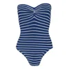 Hunza G Women's Swimwear | Lycra Body Shaping Swimsuits | Brooke Swim Stripe In Navy/white | Stylish Navy St In Blue