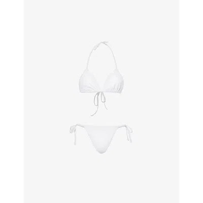 Hunza G Womens White Gina Crinkled-texture Bikini Set