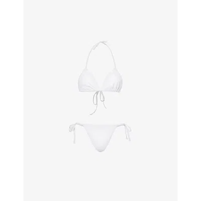 Hunza G Womens White Gina Crinkled-texture Bikini Set In White