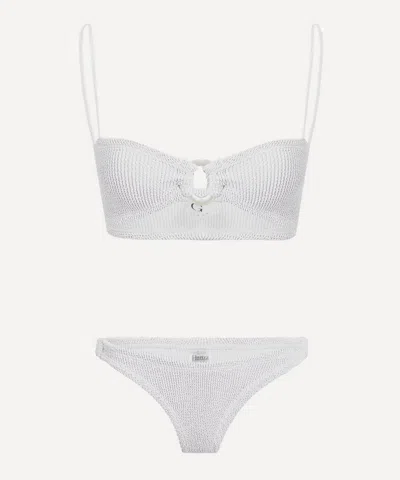 HUNZA G HUNZA G WOMEN'S WHITE MISTY BIKINI WITH PEARLY HOOPS