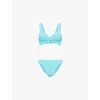 Hunza G Womens Aqua Juno Crinkled Bikini Set