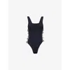 Hunza G Sculpting Support Swimsuit With Crossed Cut-out Panels In Black