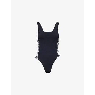 HUNZA G WOMENS BLACK BLACK TIFFANY SQUARE-NECK SWIMSUIT