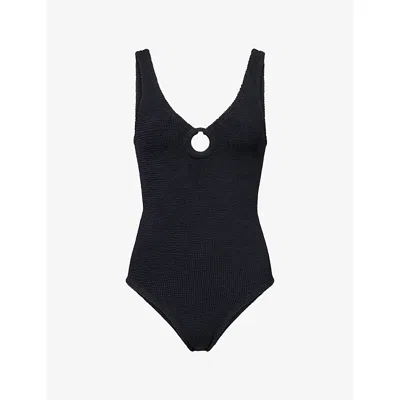 Hunza G Womens Celine Hoop-front Swimsuit Black