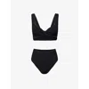 Hunza G Womens Black Jamie Twist Seersucker Bikini Set