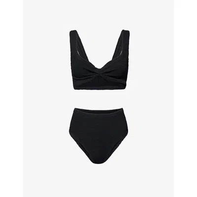 Hunza G Womens Black Jamie Twist Seersucker Bikini Set