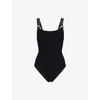 Hunza G Melody Eyelet-embellished Seersucker Swimsuit In Black