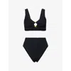 Hunza G Womens Black Nadine Seersucker Bikini Set In Black