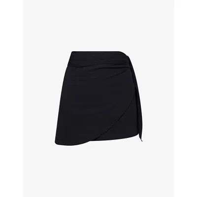 Hunza G Womens Self-tie Stretch-woven Short Sarong Black In Black