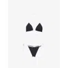 Hunza G Gina Textured Triangle Bikini With Sporty Contrast In Black/white