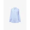 Hunza G Womens Blue Stripe Embroidered Striped Cotton-poplin Shirt In Blue