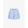 Hunza G Womens Blue Stripe Embroidered Striped Cotton-poplin Shorts L/xl