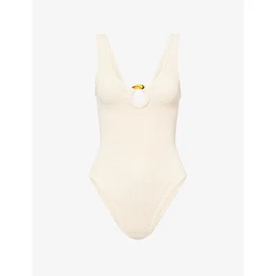 Hunza G Womens Blush Celine Scoop-neck Swimsuit In Neutral