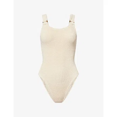 Hunza G Womens Blush Domino Ring-hardware Swimsuit In Neutral