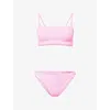 Hunza G Womens  Gigi Seersucker Bikini Set In Pink