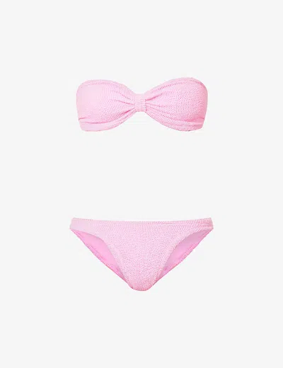 Hunza G 'tina' Pink Sleeveless Bikini With Rear Ruched Details