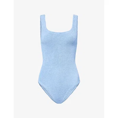 HUNZA G WOMENS SQUARE NECK SWIMSUIT CORNFLOWER