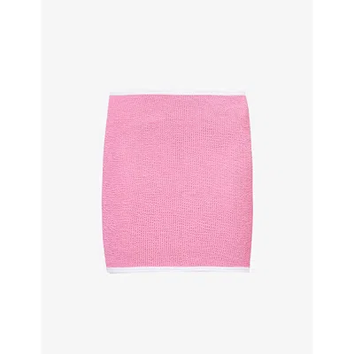 Hunza G Womens Crinkle Swimskirt Bottom Candy Pink