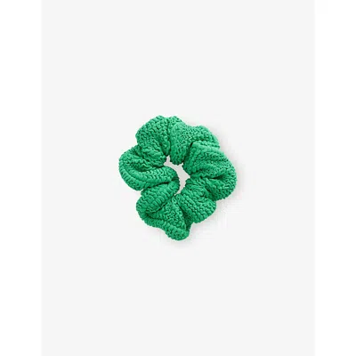Hunza G Womens Emerald Seersucker Stretch-woven Scrunchie In Green