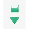 Hunza G Womens Emerald Gigi Seersucker Bikini Set In Green