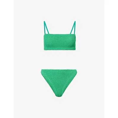 Hunza G Womens Emerald Gigi Seersucker Bikini Set In Green