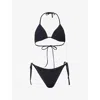 Hunza G Womens Black/dtm Gina Crinkled-texture Bikini Set