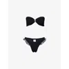 Hunza G Womens Black Black Jean Striped Bikini Set