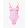 Hunza G Womens Bubblegum/red Pamela Contrast-strap Seersucker Swimsuit In Pink