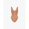Hunza G Womens Sadie Scoop-neck Crinkle-textured Swimsuit Metallic Cocoa