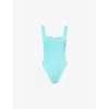 Hunza G Womens Aqua Square-neck Seersucker Swimsuit In Blue