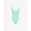 Hunza G Womens Metallic Mint Square-neck Seersucker Swimsuit In Green