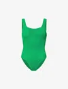 Hunza G Womens  Square-neck Seersucker Swimsuit In Green
