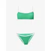 Hunza G Womens Emerald/white Tyler Bikini Set In Green