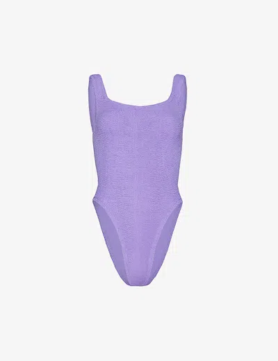 Hunza G Square Neck One-piece Swimsuit In Lilac In Purple